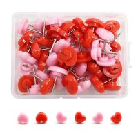 ❅ 50pcs/box Plastic Heart Pins Cork Board Safety Mixed Color Push Pins Thumbtack Office Binding Supplies School Accessories