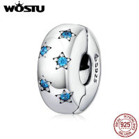 WOSTU 925เงินสเตอร์ลิงOcean Blue Starคลิปเครื่องประดับStopperสำหรับเดิมเงินสร้อยข้อมือเครื่องประดับยุโรปทำZBBSC253