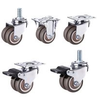 1.5/2 Inch Double Wheels Furniture Casters Wheels Swivel Castor With Brake Trolley Rubber M10 M12 Screw Wheel Directional wheel