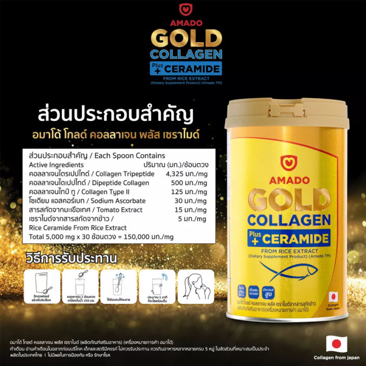 อมาโด้-โกลด์-คอลลาเจน-พลัส-เซราไมด์-amado-gold-collagen-ceramide-150-กรัม-กระปุก-1-กระปุก-amado-collagen-ผิว-กระดูก-และข้อ
