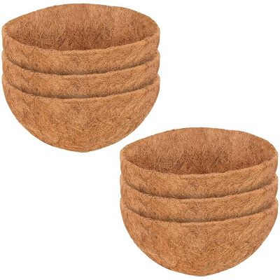 6 Pcs Round Coconut Liner Natural Coconut Fiber Basket for Hanging Baskets Planters Flowers