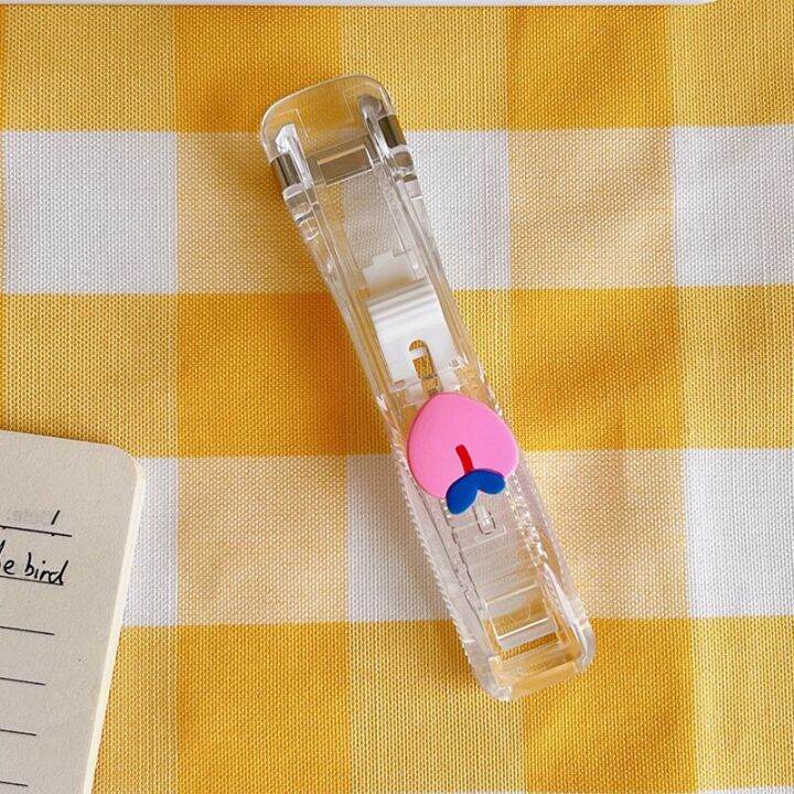 Student Simple Hole Free Stapler Cute Cartoon Transparent Stapler Paper ...