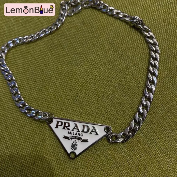 LemonBlue PRADA Necklace Inverted Triangle Stainless Steel Pendant | Lazada