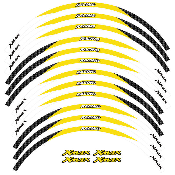 สติกเกอร์ศูนย์กลางยางขอบล้อรถจักรยานยนต์สติกเกอร์สะท้อนแสงสำหรับยามาฮ่า-x-max-xmax300-xmax250ด้านหน้า15-ด้านหลัง14-นิ้ว-xmax-อุปกรณ์เสริมมอเตอร์