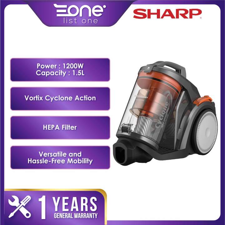 Sharp 1200 Power Vortix Cyclone Bagless Vacuum Cleaner ECC1219S