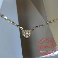 S925 Sterling Silver Classic Love Heart Choker Necklace Pendant for Women 14K Gold Plated Necklaces Wedding Party Jewelry Gift