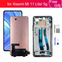 สำหรับเหมาะสำหรับ Xiaomi MI 11 Lite จอแสดงผล LCD Touch Screen Digitizer สมัชชา M2101K9AG กรอบสำหรับ Mi 11 Lite 5กรัมหน้าจออะไหล่