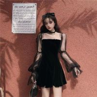 COD DSFGRDGHHHHH 【COD】New Dress ins Summer Elegant Sexy Mesh Puff Sleeve Black Strapless Waist Puffy Hepburn Dress Womens Cloth