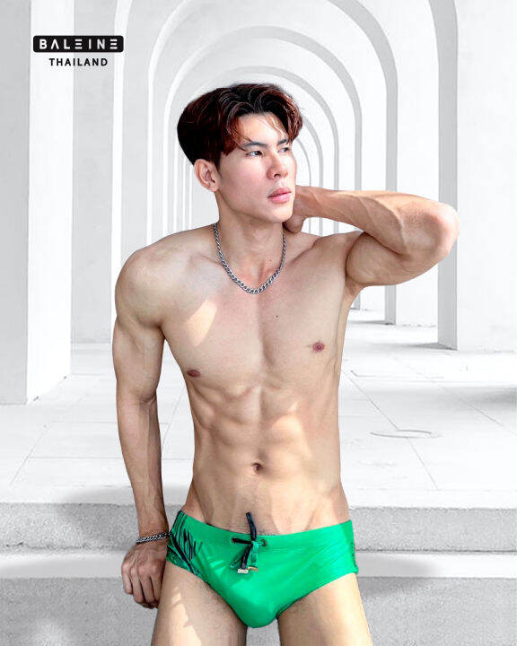 กางเกงว่ายน้ำ-swimwear-bikini-บีกินี่ผู้ชาย-baleibe-bikini-zebra-green