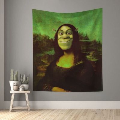 【CW】♀☾﹊  New Fun Shrek Tapestry Wall Hanging Meme Hippie Boho Cartoon Blanket Rug Room
