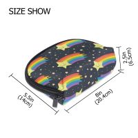 FengJu Multifuncition Shell Cosmetic bag Purse Half Moon Hanging Travel Toiletry Pouch for Girls Woman Rainbow Shooting Star