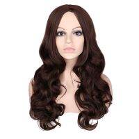 【jw】✁❈  QQXCAIW Wavy Wig Pink Blonde Dark Resistant Synthetic Hair Wigs