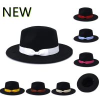 Free Shipping Classic Black Fedora Hat Women Wide-Brimmed Bow Jazz Top Hat Autumn And Winter Mens Church Panama Hat Wholesale