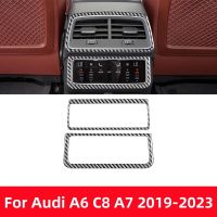 For Audi A6L A6 C8 A7 2019-2023 Car Interior Accessories Carbon Fiber Back Air Vent Panel Trim Frame Stickers Decoration Styling