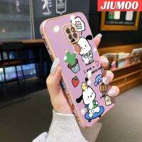 JIUMOO เคสสำหรับ Moto G9 Play G9 Plus เคส G9 Power Case การ์ตูน Sanrio Pochacco เคสโทรศัพท์ชุบหรูหรากันกระแทกรูปแบบขอบสี่เหลี่ยมเคสซิลิโคนแฟชั่นเคสป้องกันเลนส์กล้องคลุมทั้งหมด