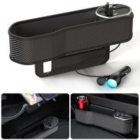 【LZ】﹍☾  Assento de carro Gap Filler Organizador com suporte do copo carregador sem fio USB Tipo-C Caixa de armazenamento Front Seat Side Storage Case