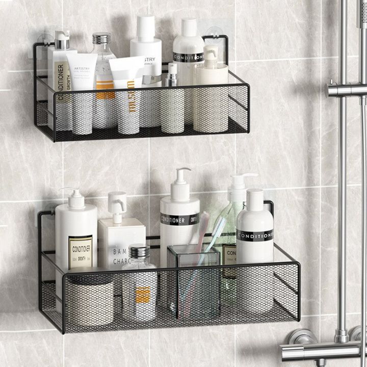 wall-mounted-storage-shelf-free-punch-stainless-steel-bathroom-shower-shampoo-rack-toilet-supplies-kitchen-spice-storage-basket-bathroom-counter-stora