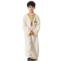 วัยรุ่นเสื้อผ้าอิสลาม Boy ตะวันออกกลางซาอุดีอาระเบีย Abaya เด็ก Jubba มุสลิม Robe รอบ Collar Ramadan เครื่องแต่งกาย Kaftan