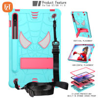 FZT Casing Tablet สำหรับซัมซุงกาแล็กซีแท็บ S8 11.0 "(2022) / SM-X700 X706 X706B X706U X706N ลายแมงมุม TPU อ่อน + พีซี2 In 1ซิลิโคนปกในตัวมีคลิปหนีบสายเคเบิลและ Tali Bahu ในตัว