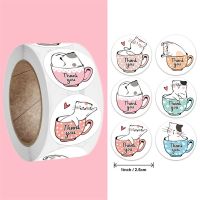 [LWF HOT]△✸ 50 500Pcs 1Inch Thank You Cat Sticker For Kids Round Handmade Christmas Card Box Wrapping Label Sealing Sticker Decor Stationery