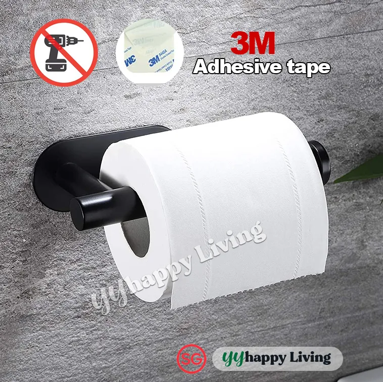 Simtive Adhesive Toilet Paper Holder, No Drilling Stainless Steel Toilet Roll  Holder, Stick on Wall for