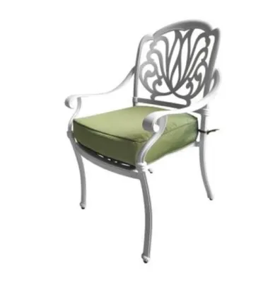 alloy outdoor chair With seat cushion, (Max load 120 kg.) size 63x68x90 cm.- white - green