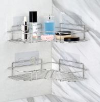 Stainless Corner Rack Organizer สแตนเลส ชั้นวางของเข้ามุม ติดผนัง ที่วางของเข้ามุม ไม่เจาะรู ชั้นวางของในห้องน้ำ ชั้นวางของในห้องครัว bathroom kitchen spacesave