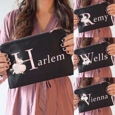 【CC】 Initial Custom Name Bridesmaid Clutch Outdoor Toiletry Organizer Canvas Makeup Wholesale