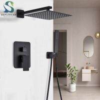 Bernicl SAFLIHCA Matte Black Shower Faucets Set Rainfall 8/10/12/16 Concealed System Wall Mount Bathtub Mixer