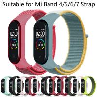 สายไนลอนสำหรับ Xiao Mi Mi Band 4567สร้อยข้อมือสายรัดข้อมือกีฬา Breathable สร้อยข้อมือสำหรับ Mi Band 4567เปลี่ยน Correa สายคล้อง