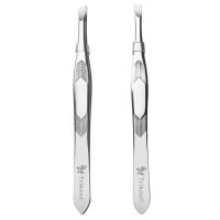 Slant Tip Tweezer Set Surgical grade Stainless Steel Slant Silver Tweezers for Facial Hair Splinter and Ingrown Hair Removal