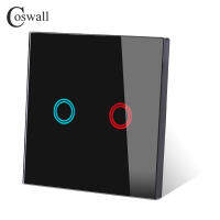 Coswall 123 Gang 1 Way Onoff Touch Sensor สวิตช์ไฟติดผนัง Eu รัสเซียสเปน Uk มาตรฐานแผงกระจกคริสตัล AC 110-240V