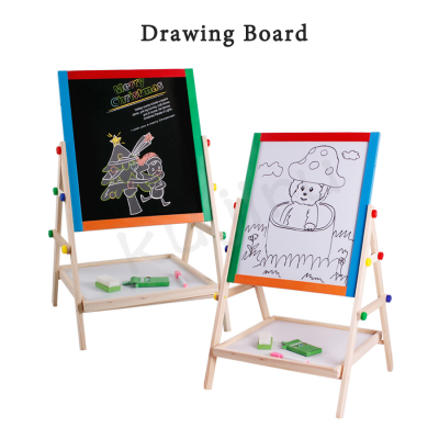 กระดานไม้ 2 In1 (กระดานดำ + กระดานไวท์บอร์ด) พร้อมอุปกรณ์ ของเล่นเด็ก ของเล่นเด็กโต ของขวัญปีใหม่ Writing board small blackboard bracket drawing board  kujiru