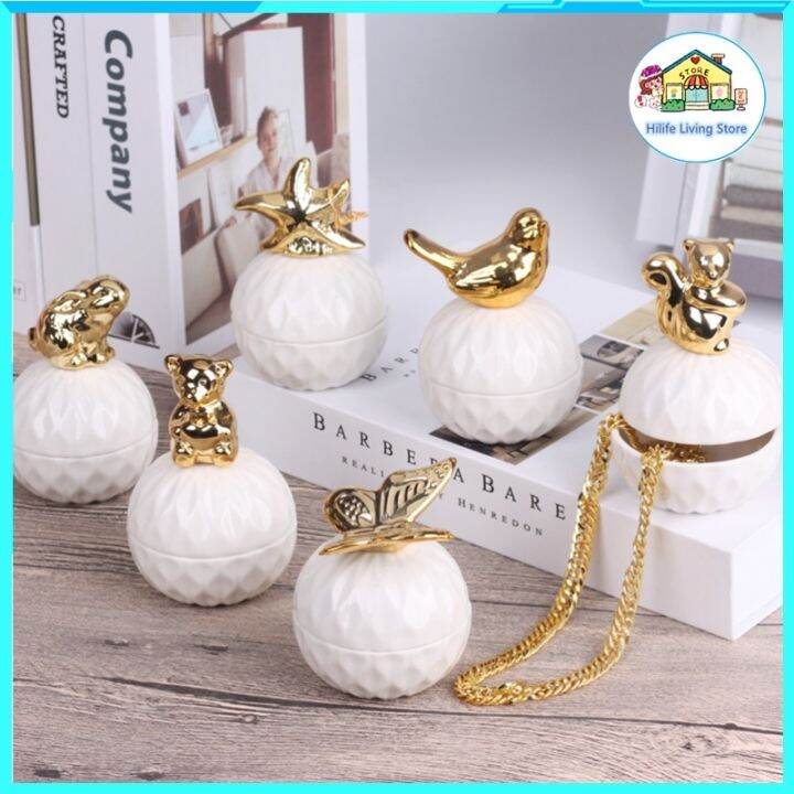 Mini Ceramic Candy Tank Container Animal Storage Jars Bear Rabbit Cover