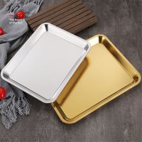 SUS 304 stainless steel plate tray rectangular baking pot dish Japanese bbq cafeteria Storage food fruit kitchen golen cake tray