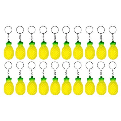 20 Pack Pineapple Keychains,Pineapple Stress Relieve Toys,Fruit Keychains for Party Favors and School Carnival Prizes