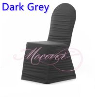 Dark Grey Colour Ruffled Chair Cover Universal Lycra Chair Cover Spandex Pleated Cover Chair Ruched Wedding Decoration On Sale