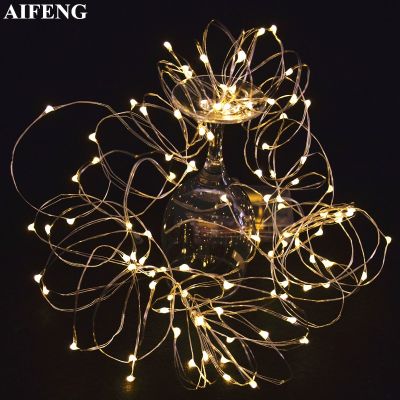 【✱2023 HOT✱】 wangshenghui Aifeng ไฟประดับ Aa ขับเคลื่อน2ม. 20 3ม. 30 5ม. 50 10ม. 100Led ลวดทองแดงนำเงินไฟประดับไฟนางฟ้าตกแต่งหลอดไฟประดับแบบสาย