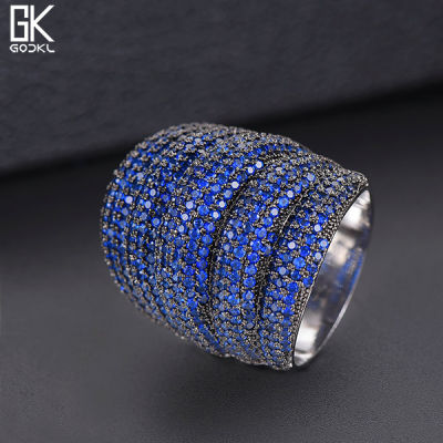 GODKI Luxury Wide Stackable Geometry Cubic Zironia Rings For Women Wedding Engagement Dubai Bridal Finger Ring Jewelry Addiction