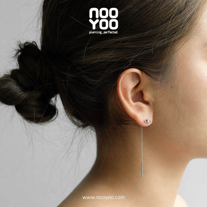 nooyoo-ต่างหูสำหรับผิวแพ้ง่าย-dangling-cubic-zirconia-eye-surgical-steel