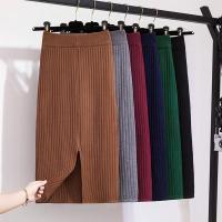 COD ✲ The Monolopy Shop28dfgs8dgs Korean version of the slim slimming long-sleeved mid-length knitted wool back split skirt