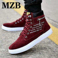 MZB ลูกไม้รูปแบบงู Suede High-Top รองเท้าผู้ชายสบายคุณภาพสูงใหม่ผู้ชายรองเท้ากีฬาแฟชั่น