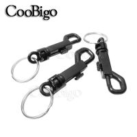 ✓◙ 2pcs Snap Hook Split Keychain Rotary O Ring For Backpack Keyring Buckles Bag DIY Craft Accessories Black Plastic Cord Hole 6.5mm