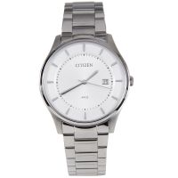 Citizen White Dial  นาฬิกาข้อมือสุภาพบุรุษ   Silver  Stainless Strap  รุ่น  BD0041-54A