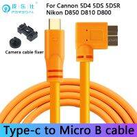 PERESAL Camera data cable Type-c to Micro-B for Cannon 5DS 5DSR 5D4 Nikon D800 D810 D850 camera connected to Macbook