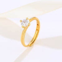 SINGTOUS Women S Alloy Gold-Plated Four Prong Inlaid Zircon Size แหวนปรับขนาดได้