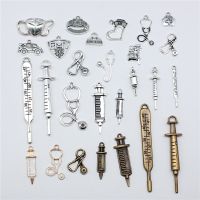 【CC】■✣◑  10pcs Charms Doctor Syringe Thermometer Stethoscope Antique Color Crafts Making Findings Jewelry