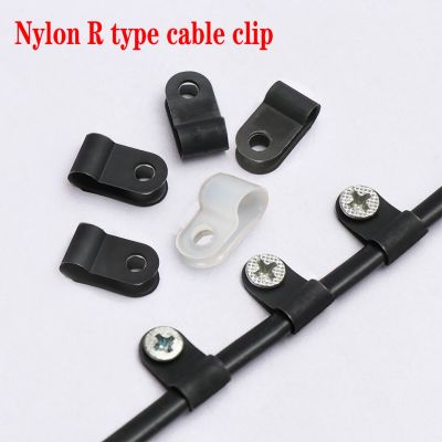 20PCS Dia 3.2/4.8/6.35/9.5-31.8mm Wire Hose Tube R-Type Black/White Nylon Cable Clamp Organizer Cord Clips Locking Wire Fixation