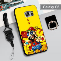 เคส TPU นิ่มสำหรับ Samsung Galaxy S6เคสโทรศัพท์กล่องคลุมทั้งหมดพิมพ์ลายป้องกันการตกหล่น Tputhone ฝามีที่ถือวงแหวนและเชือก