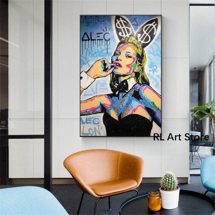 kate-moss-bunny-โดย-alec-monopoly-pop-art-ผ้าใบม้วน-hd-พิมพ์ภาพวาดภาพ-home-decor-wall-art-ขนาดใหญ่ตกแต่ง